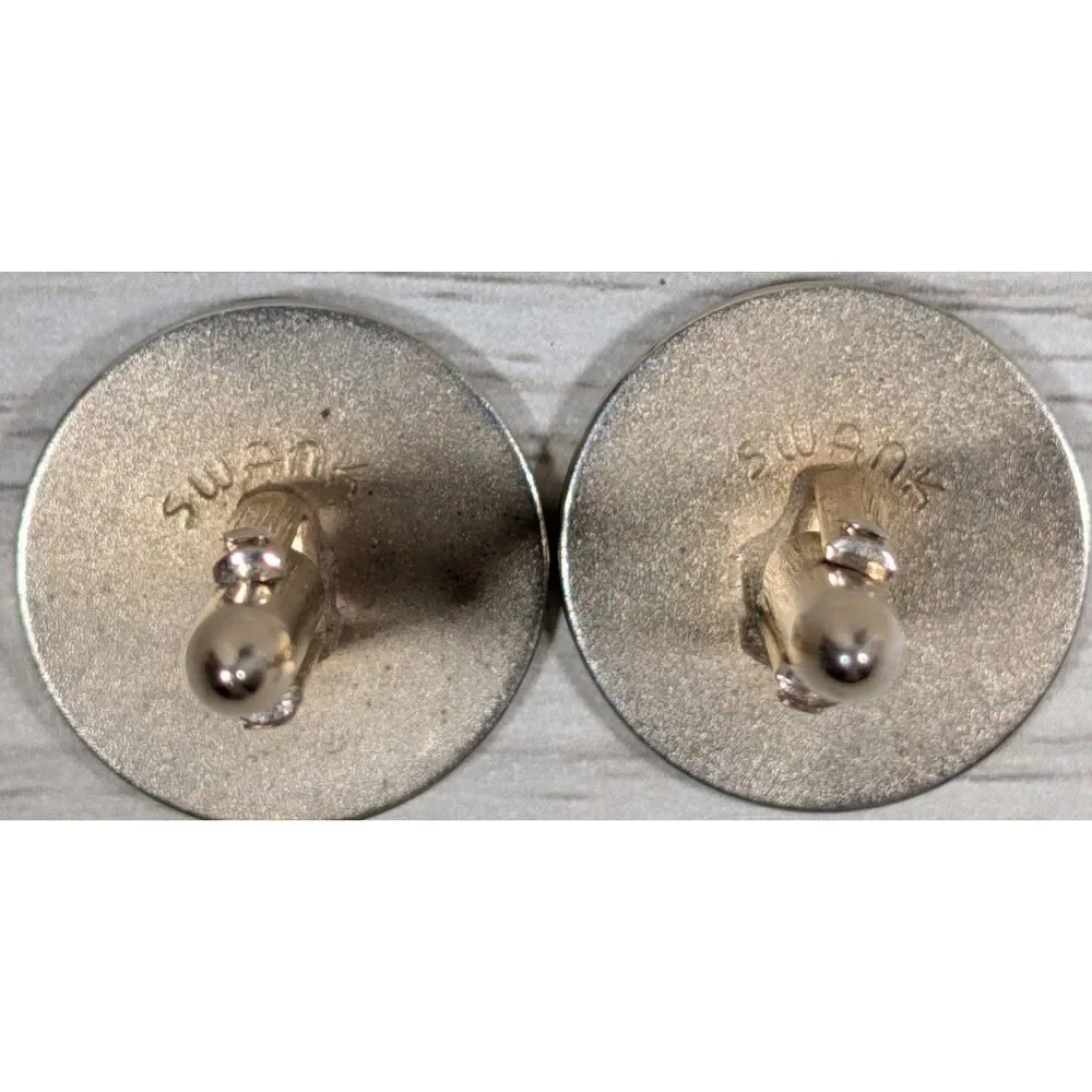 Swank Gold Tone Cufflinks Vintage Round Etched Men's Formal Jewelry